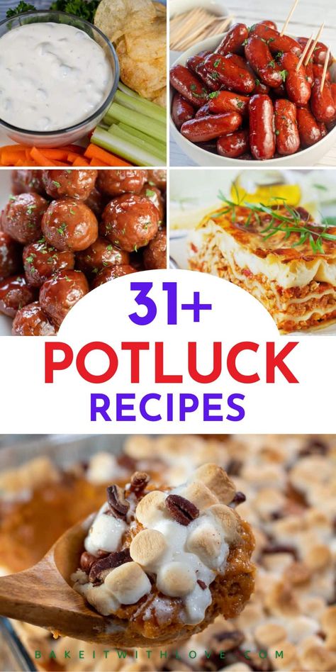 Best Potluck Recipes, Crockpot Potluck, Pot Luck Dishes Easy, Summer Potluck Dishes, Church Potluck Recipes, Best Potluck Dishes, Easy Potluck Recipes, Work Potluck, Easy Potluck