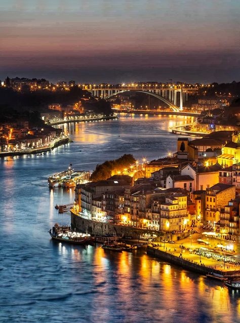 City - Portugal - PORTO - Panorama Night-01 | Helmut Schopper | Flickr Porto Travel Guide, Day Trips From Porto, Portugal Cities, Porto Travel, Portuguese Culture, Night Landscape, Portugal Travel, Porto Portugal, Lisbon Portugal