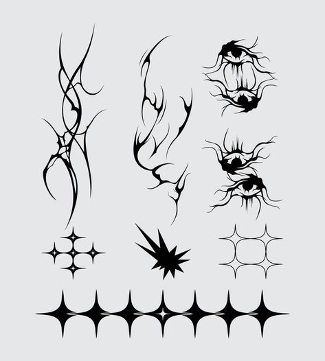 Spiky Tattoo Design, Spiky Line Tattoo, Spikey Tattoos Aesthetic, Spikey Tattoos, Spike Tattoo Design, Spiky Tattoos, Cybersigilism Design, Spikes Drawing, Sharp Tattoo