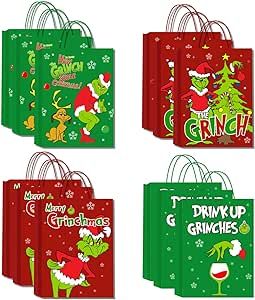 16 Pcs Christmas Decorations Party Gift Bags, Party Favors with 4 Patterns Cartoon Movie Themed Party Supplies for Boys and Girls Birthday Christmas Party Decorations Grinch Christmas Treats, Christmas Decorations Party, Christmas Birthday Party Decorations, Party Favors Christmas, Paper Party Bags, Movie Themed Party, Christmas Treat Bags, Christmas Birthday Party, Christmas Party Favors