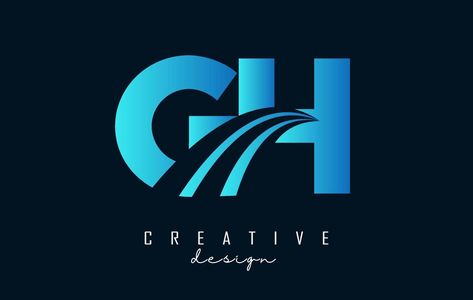 Creative blue letters GH g h logo with leading lines and road concept design. Letters with geometric design. Gh Logo Design Letter, Gh Logo, G Logo Design, Leading Lines, Twitter Logo, Certificate Background, Church Backgrounds, Blue Letters, Logo Desing