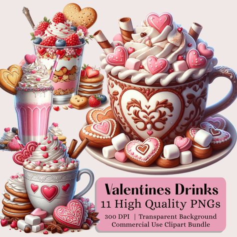 Welcome to Pretties Pixel! Step into a whimsical world with our Drinks Valentines Bundle! Explore the endless possibilities of creativity with our high-quality clipart bundle. Each collection is crafted with care to elevate your projects and bring a touch of uniqueness to your creations.  Incorporate these extraordinary clipart images into your digital craft stash for limitless creative possibilities. Perfect for mugs, apparel, invitations, journals, wall art, digital planners, website graphics, Valentines Drinks, Devine Love, Valentine Drinks, Valentines Clipart, Chic Tattoo, Valentines Day Clipart, Food Clipart, Website Graphics, Valentine Clipart