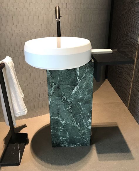 Marble Pedestal Sink, Marble Washbasins, Baxter Furniture, Marble Sink Bathroom, Marble Ideas, Modern Pedestal Sink, Marble Basin, Glass Cocktail Tables, Wc Design