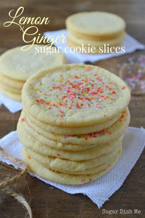 Lemon Ginger Sugar Cookie Slices Blueberry Bread Pudding, Lime Tart, Baking Recipes Cookies, Tea Cookies, Lemon Ginger, Ginger Cookies, Scrumptious Desserts, Lemon Cookies, Sugar Cookies Recipe