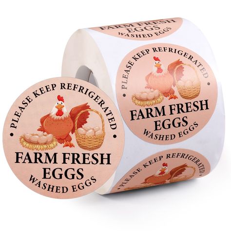 PRICES MAY VARY. Product Content: You will receive a roll of 500 pieces colorful egg carton stickers, each sticker measures 5cm/2 inch, proper size. Egg carton labels can let your guests know that eggs are fresh. Color Prints Design: Eggs carton labels are printed with (farm fresh eggs), (these eggs have been washed, please keep refrigerated) text to remind customers,the text is printed clearly, and the pattern is interesting and vivid. Premium Material: Farm fresh eggs carton labels are made of Chicken Coop Must Haves, Egg Carton Labels, Business Strategy Management, Egg Packaging, Fresh Egg, Farm Eggs, Farm Fresh Eggs, Fresh Color, Packaging Stickers