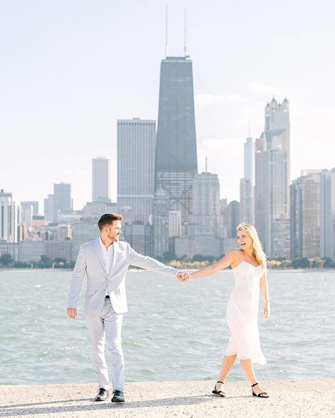 I’m so excited to be heading back to Naperville, Illinois for Becky & Mark’s wedding this weekend!!!  We took their engagement photos at North Avenue Beach with this stunning view of Chicago’s skyline and getting to capture their love again has got me so excited!!!  Can’t wait!!! SP Couple | @rrsmith2293 & @markwooldridgejr #chicagoweddingphotographer #chicago #chicagobride #chitheewed #chicagowedding #weddingphotographer #weddinginspo #engaged #engagementphotos #engagementpics #chicagosky... Chicago Riverwalk Engagement Photos, Chicago Engagement Pictures, Engagement Photos Chicago, Lincoln Park Chicago, Chicago Engagement Photos, Chicago Riverwalk, Naperville Illinois, Nyc Engagement, Chicago Engagement