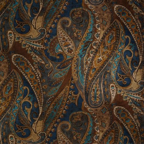 Paisley Upholstery, Linen Fabric By The Yard, Motif Art Deco, Ajrakh Prints, Fabric Curtain, Brown Paisley, Paisley Art, Paisley Fabric, Table Linen