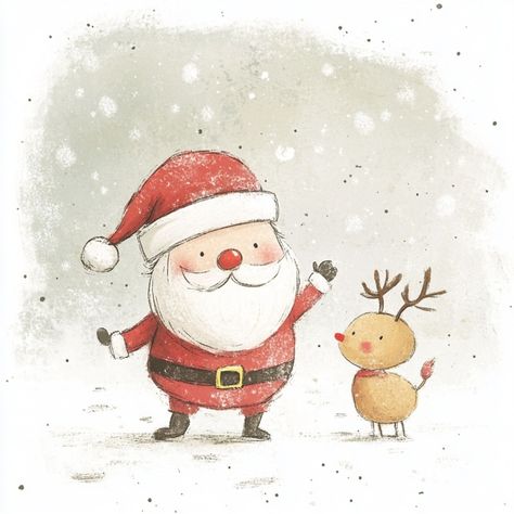 Free image of "Santa And Rudolph Art" by Circe Denyer Santa Watercolor, Watercolor Christmas Art, Santa And Rudolph, Santa Paintings, Deer Decor, Christmas Card Art, Watercolor Christmas, Christmas Ornament Crafts