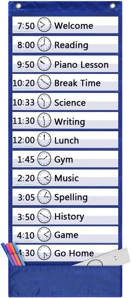 Amazon.com: Eamay Daily Schedule Pocket Charts, Teaching Scheduling Pocket Chart, Hoom, Eamay Daily Scheduling Pocket Chart, Pocket Chart with 13+1 Pockets, 18pcs Dry Erase Cards and 2 Hooks (WHITE) : Office Products Chart For School, Teacher Schedule, Pocket Charts, History Games, Today's Schedule, White Office, Break Time, Pocket Chart, Homeschool Activities