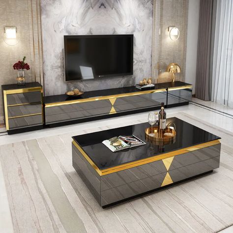 Foshan Factory Living Room Furniture Sets Metal Center Coffee Tables With Drawer Modern Luxury Glass Coffee Table And Tv Stand - Buy Luxury Coffee Tables,Luxury Coffee Table And Tv Cabinet Combination,Luxurious Modern Glass Coffee Table Product on Alibaba.com Coffee Table And Tv Stand, Tv Stand And Coffee Table Set, Living Room Design Styles, Modern Classic Living Room, Black Furniture Living Room, Modern Glass Coffee Table, Living Room Furniture Sets, Contemporary Living Room Furniture, Luxury Coffee Table