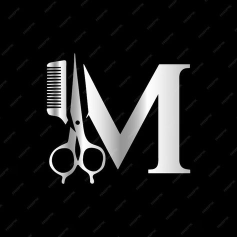 Premium Vector | This luxurious and elegant initial M scissors logo is designed for barbershops and salons Scissors Logo, Barbershop Logo, Mens Hair Salon, Barber Tattoo, Barber Logo, Barbershop Design, Men Logo, Initial M, M Letter