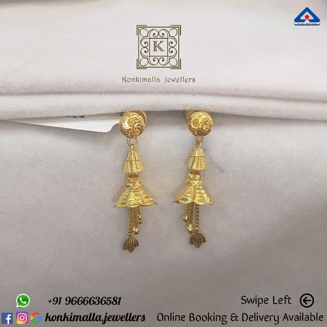 #KJ_G576 Net Weight: up to 4 grams Item : Hangings Fb, Insta, Pinterest: @konkimalla.jewellers 4 Grams Gold Ear Rings, Guru Raghavendra, Gold Ear Rings, Raghavendra Swamy, Tiny Gold Earrings, Gold Jewelry Outfits, Computer Work, New Gold Jewellery Designs, Gold Earrings Models