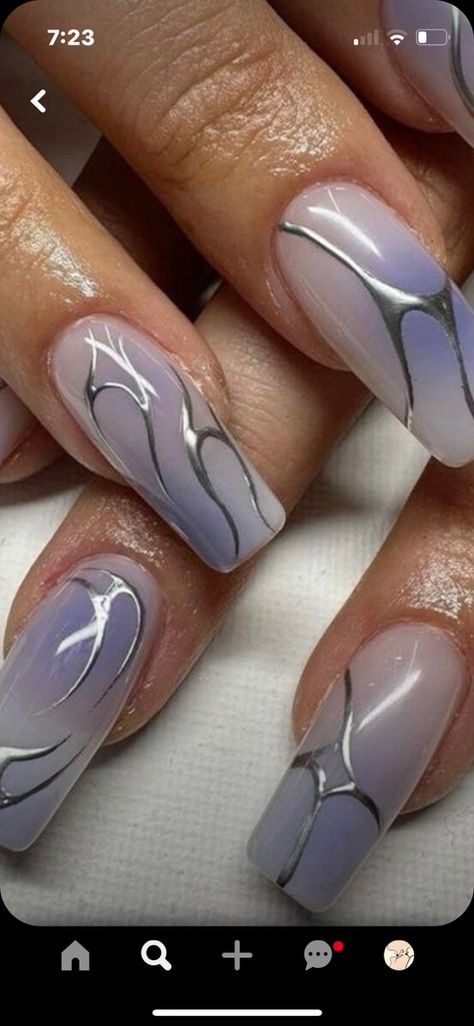 Metallic Y2k, Y2k Nails, Swag Nails, Nail Ideas, Cute Nails, Nail Inspo, Nail Colors, Light Colors, Nail Designs