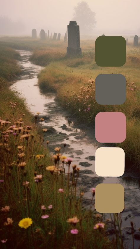 Cottagecore Color Palette Hex Codes, Dark Fairycore Color Palette, Gothic Spring Aesthetic, Whimsy Goth Color Palette, Cool Earth Tone Color Palette, Victorian Gothic Color Palette, Lotr Colour Palette, Grunge Colour Palette, Fairycore Color Palette