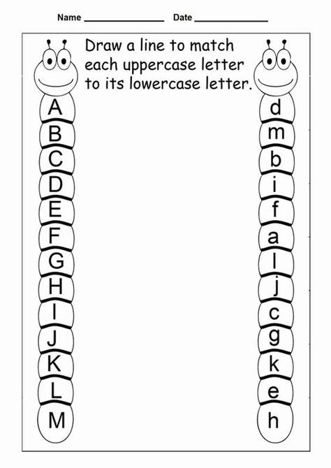 TULAMAMA PRINTS Letter Matching Worksheet, Printable Alphabet Worksheets, Fun Worksheets For Kids, Abc Worksheets, Alphabet Worksheets Kindergarten, Free Preschool Worksheets, Alphabet Worksheets Preschool, Free Kindergarten Worksheets, Free Printable Letters