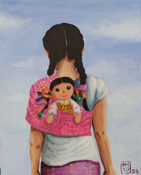 Muñeca lele con niña Eliran Kantor, Mexican Girl Aesthetic, Mexican Theme Party Decorations, Hispanic Art, Mexican Paintings, Latino Art, Mexican Culture Art, Chicano Drawings, Mexico Art