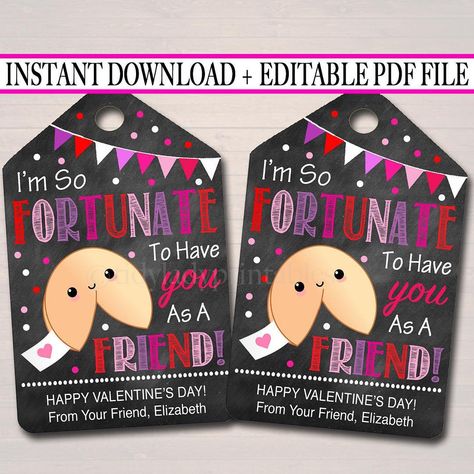 TidyLadyPrintables on Instagram: “Fortune Cookie Valentine's Day Gift Tags, Classmate Friend, Classroom Printable, Valentine Cookie Friend Treat Tag #tag #valentinesday…” Valentine's Goodies, Cookie Tags, Valentine Cookie, Chalkboard Tags, Valentine Treat, Teacher Gift Tags, Teacher Valentine Gifts, Fortune Cookies, Printable Valentine