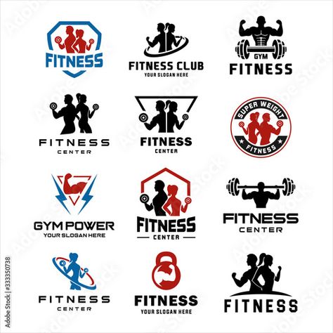 Stock Image: Set of Fitness Center Logo . Sport and fitness logo Design . Gym Logo Icon Design Vector Stock, Fitness Idea logo design inspiration Gym Logo Design Fitness, Gym Logo Ideas, Workout Logo Design, Gym Logo Design Ideas, Gym Name Ideas, Logo Design Gym, Gym Logo Design, Logo Fitness, Idea Logo