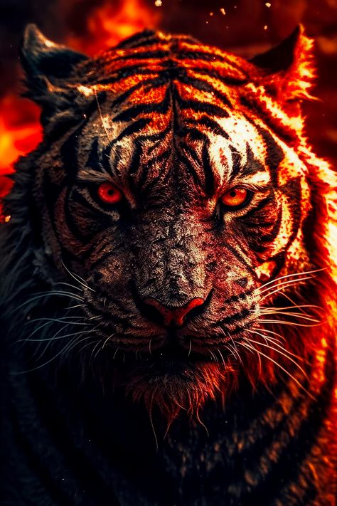 The Dark Fantasy Tiger wallpaper collection is available for free download. #tiger #fantasy Fire Hd Wallpaper, 3d Wallpaper For Laptop, Fantasy Tiger, Joker Smile, Tiger Wallpaper, Tiger Pictures, First Youtube Video Ideas, Big Cats Art, 8k Wallpaper