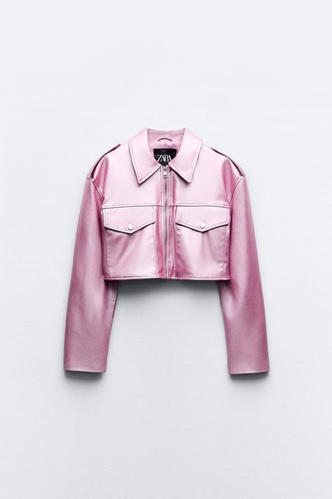 Zara Australia, Simple Fall Outfits, Jacket With Pockets, Pink Outfits, Cropped Jacket, Kpop Fashion, Crop Jacket, Lapel Collar, Pink Fashion