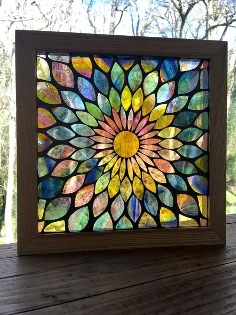 By Siobhan Allen Art Diwali 2024, Stained Glass Mosaic Art, Glass Painting Patterns, Window Crafts, Mandela Art, Glass Painting Designs, Glass Window Art, Stained Glass Paint, Glass Mosaic Art