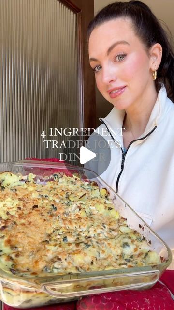 Lainie Kates | Healthy & Easy recipes on Instagram: "Spinach & Artichoke Chicken Bake! 4 ingredients TRADER JOE’S dinner! 

Follow @lainiecooks_ for more easy TJs recipes and so much more! 

Ingredients:
1 package Just Chicken 
2 spinach and artichoke dips 
2 cans artichokes 
Parmesan cheese 

Instructions:
Preheat your oven to 375°. Chop up chicken into tiny pieces and throw it into a large casserole dish. Rinse and pat dry artichokes, chop them up and add them to the casserole dish. Microwave spinach and artichoke dips until hot, toss in and mix everything together.  Top with enough Parmesan cheese to cover the dish. Bake for 15 minutes and then broil for the last 2 to 3 minutes until the top gets bubbly brown. Makes 5-7 servings.

#easytraderjoesmeals #traderjoes #4ingredients #easydinn Artichoke Bruschetta Chicken, Trader Joes Spinach Artichoke Dip Chicken Recipe, Trader Joe’s Hacks, Microwave Spinach, 5 Minute Dinner, Spinach Artichoke Chicken Bake, Spinach Artichoke Casserole, Artichoke Chicken Bake, Best Artichoke Recipe