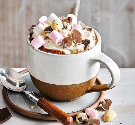 Easter Hot Chocolate, Easter Cooking, Dog Terrier, Chocolate Buttons, Hot Chocolate Recipe, Nutrition Drinks, Bbc Good Food, Baking Inspiration, Hot Cross Buns