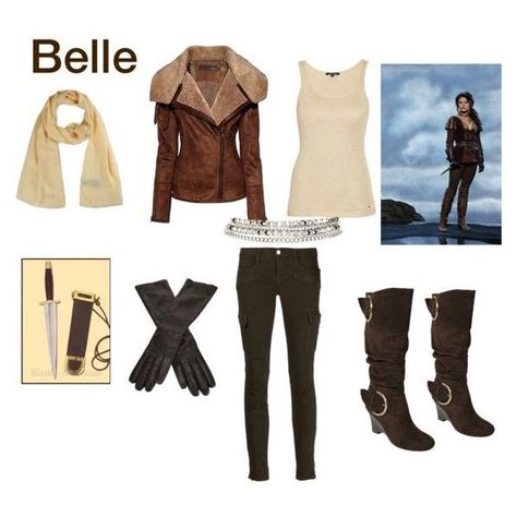 Belle(Once Upon a time) Warrior outfit ❤ liked on Polyvore featuring once upon a time Ouat Inspired Outfits, Once Upon A Time Inspired Outfits, Once Upon A Time Outfits, Belle Once Upon A Time, Ouat Outfits, Ouat Snow White, Owl Outfit, Outfit Disney, Disney Themed Outfits