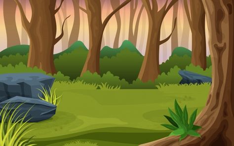 Middle of a forest nature illustration P... | Premium Vector #Freepik #vector #background #nature #forest #landscape Background Forest Illustration, Forest Background Drawing, Forest Background Illustration, Fb Header, Forest Vector, Forest Cartoon, Forest Games, Forest Drawing, House Cartoon