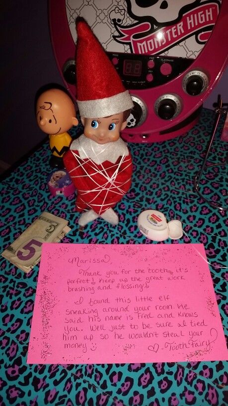 Tooth Fairy VS Elf on the Shelf Fred! #elfontheshelf #toothfairy Http://www.ladylashlovers.com Kindness Elves, Awesome Elf On The Shelf Ideas, Xmas Elf, Elf Antics, Elf Fun, Holiday Crafts For Kids, Buddy The Elf, Toddler Christmas, Shelf Ideas