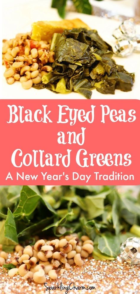 Black Eyed Peas Collard Greens, New Years Day Dinner, Nye Food, New Years Day Meal, Green Beans Side Dish, Collard Greens Recipe, New Years Eve Food, Southern Dishes, New Year's Eve Recipes