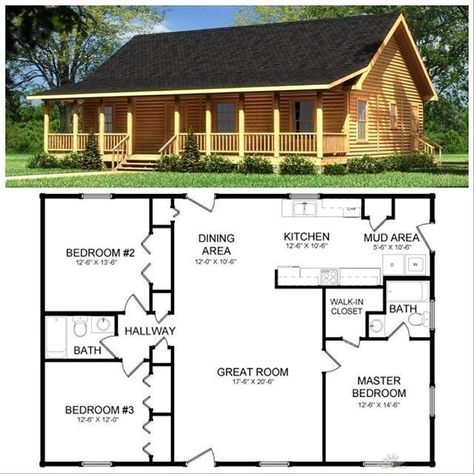 Cabin Floor Plans With Garage, Floor Plans With Garage, Log Cabin House Plans, Log Cabin House, Log Cabin Floor Plans, Small Cabin Plans, Log Home Floor Plans, Small Log Cabin, Cottage Floor Plans