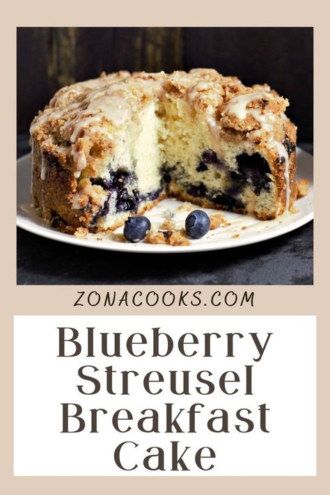 Blueberry Streusel Breakfast Cake on a plate. Blueberry Streusel Coffee Cake, Cinnamon Streusel Topping, Blueberry Streusel, Mousse Au Chocolat Torte, Small Batch Baking, Streusel Coffee Cake, Sweet Glaze, Blueberry Coffee, Blueberry Coffee Cake