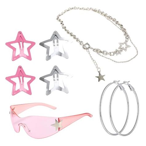 LaVenty 2000s Sunglasses Y2k Accessories Star Glasses Y2k Rave Accessories For Women Hair Clip Y2k Headpiece Y2k Summer Accessories, 2000s Y2k Accessories, 2000 Accessories Jewelry, Y2k Hair Accessories Aesthetic, 2000s Accessories Jewelry, 2000s Fashion Accessories, 2000s Vibes Aesthetic, Early 2000s Accessories, Accessories Moodboard