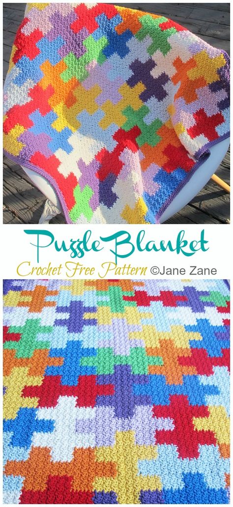 Puzzle Blanket Crochet Free Pattern Kids Crochet Blanket, Crochet Puzzle, Colorful Crochet Blanket, Crochet Blanket Rainbow, Tunisian Crochet Blanket, Trendy Blanket, Crochet Afgans, Crochet For Beginners Blanket, Crochet Blanket Afghan