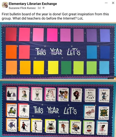 Reading Center Bulletin Boards, Elementary School Hallway Bulletin Board, Library Card Ideas For Elementary School, School Library Board Decoration, Character Trait Bulletin Board, Elementary Library Wall Decor, Elementary Library Decor Themes, Readers Are Leaders Bulletin Board, Elementary Librarian Ideas