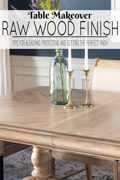 Wood Bleach, Bleach Wood, Cherry Table, Raw Wood Furniture, Dining Table Makeover, Natural Furniture, Bleached Wood, Remove Stains, Table Makeover