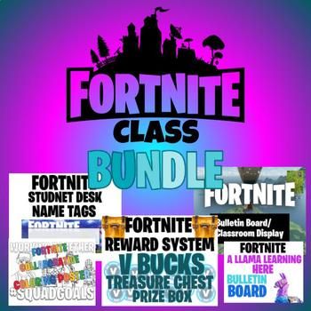 FORTNITE CLASSROOM BUNDLE 2 BULLETIN BOARD, POSTER, REWARD SYSTEM, NAME TAGS included in this are 5 products...you may want to check out my growing bundle for fortnite Includes v buck reward system glide into new year bulletin board name tags for desks a llama learning here bulletin board Collaborative Squad Goals Poster Fortnite Classroom Ideas, Fortnite Bulletin Board Ideas, Name Tags For Desks, 5th Grade Games, Goals Poster, New Year Bulletin Board, Bathroom Corner Cabinet, Shelving Units Living Room, Fort Nite