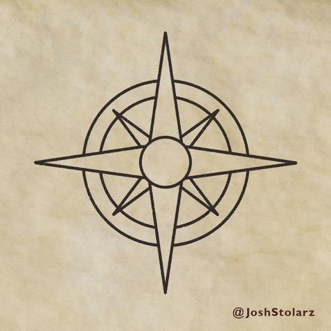 How to Draw a Simple Compass On Your Maps — MapEffects | Josh Stolarz Compass Drawing Simple, Compass Doodle, Compass Rose Drawing, Compass Rose Art, Map Effects, Compass Rose Design, Simple Compass, Compass Star, Compass Drawing