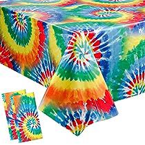 Rainbow Tablecloth, Tie Dye Birthday Party, Colorful Swirls, Tie Dye Birthday, Disposable Tablecloth, 60s Party, Tie Dye Party, Rainbow Parties, Party Table Cloth