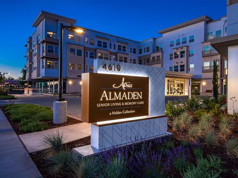 Atria Almaden - WeidnerCA Monument Signage Design, Tenant Signage, Granite Showroom, Monument Signage, Environmental Graphics Signage, Business Signs Outdoor, Park Signage, Gate Signs, Architectural Signage