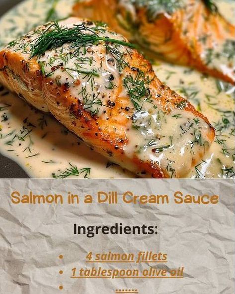 Cream Sauce For Salmon, Salmon With Dill Sauce, Salmon With Creamy Dill Sauce, Salmon With Cream Sauce, Dill Cream Sauce, Salmon Wellington, Dill Sauce For Salmon, Dill Salmon, Creamy Dill Sauce