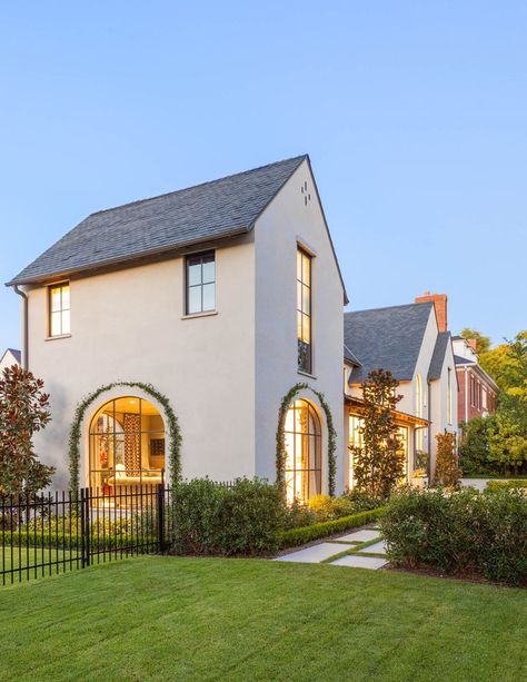 Neutral Home Exterior, French Modern Exterior, Pocket Community, Architecture Residence, Classical Facade, Transitional Exterior, Stucco Homes, Exterior Makeover, Neutral Home