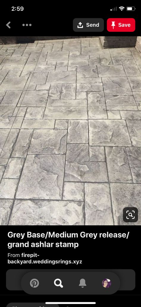 Grey Stamped Concrete, Stamped Concrete Ideas, Stamped Concrete Color Combinations, Dark Gray Stamped Concrete Patio, Ashler Slate Stamped Concrete, Stamped Concrete Colors, Brushed Concrete Patio With Stamped Border, Solomon Colors Stamped Concrete, Seamless Stamped Concrete