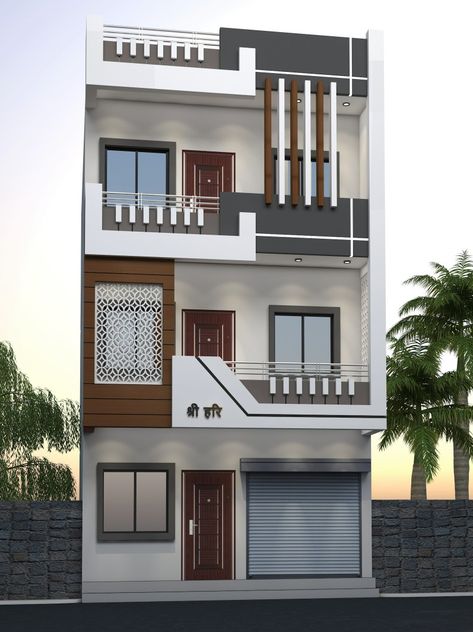 Er. Ajay Patidar 3 Floor House Design, 3 Floor House, Residence Elevation, Front Building Design, Indian House Exterior Design, Building Front Designs, 3 Storey House Design, Modern Bungalow House Design, Dubai Architecture