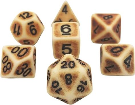 Amazon.com: Ancient Bone - 7 Piece Polyhedral DND Dice Set by D20 Collective - Bone White & Brown Acrylic Dice for Table Top Dungeons and Dragons RPGs & Gaming - Dice Sets for Role Playing Games - D&D Dice Sets : Toys & Games Dice Collection, Dnd Dice, Dungeons And Dragons Aesthetic Dice, D&d Dice Aesthetic, Pretty Dnd Dice, D&d Dice Tray, Dnd Dice Set Resin, Game Dice, Bone White