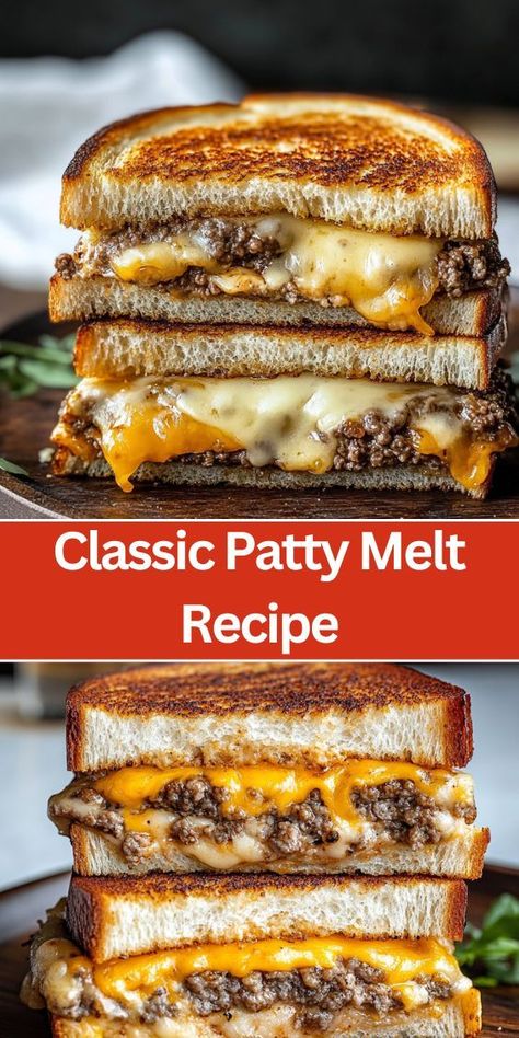 Enjoy a classic Patty Melt with this easy recipe that combines a juicy beef patty with melted cheese and crispy rye bread. Perfect for a quick weeknight dinner or a hearty lunch, this flavorful sandwich is grilled to perfection and features a savory blend of cheddar and Provolone cheeses. Discover how to make this timeless favorite with simple ingredients and minimal prep time. Grilled Cheese Patty Melt, Easy Patty Melt Recipe Ground Beef, Pattie Melt Recipe, Pattie Melt, Patty Melt Recipe, Smothered Pork Chops Recipe, Easy Chicken Enchilada Recipe, Deep Dish Pizza Recipe, Easy Biscuit Recipe