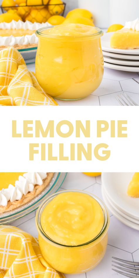 This classic lemon pie filling is the golden key to creating desserts that will have everyone begging for your recipe! Homemade Lemon Pie Filling, Lemon Pie Filling Recipes, Homemade Lemon Pie, Lemon Filling Recipe, Easy Lemon Pie, Lemon Pie Recipe, Lemon Pie Filling, Meringue Pie Recipes, Pie Filling Recipes