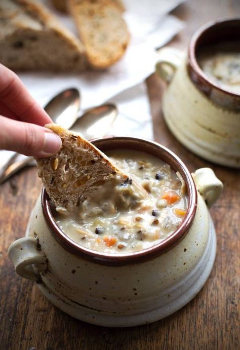 Crockpot Chicken Wild Rice Soup Recipe - Pinch of Yum Crockpot Chicken Wild Rice Soup, Chicken And Wild Rice Soup, Chicken Wild Rice, Pinch Of Yum, Slow Cooker Dinner Recipes, Chicken Wild Rice Soup, Easy Slow Cooker Chicken, Meal Train Recipes, Chicken And Wild Rice