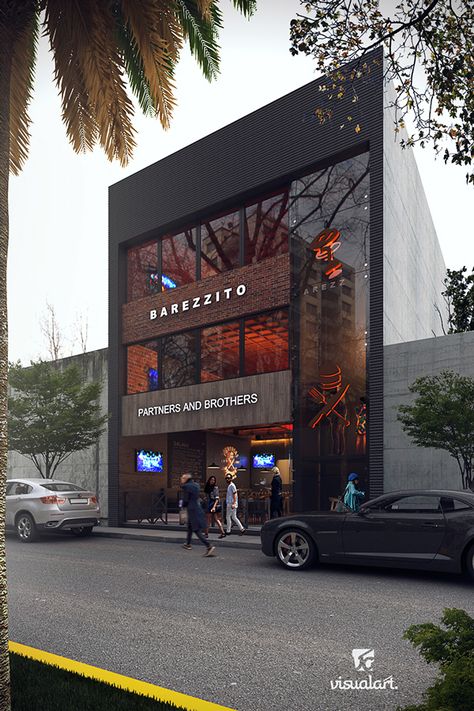 Retail Elevation Design, Comercial Elevation Design, Showroom Elevation Design, Comercial Building Design, Restaurant Elevation Design, Shop Exterior Design Modern, Office Elevation Design, Elevation Design Commercial, Retail Facade Design